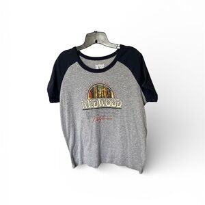 Threads on 9th Redwoods Graphic Gray Blue Ragland Baseball T Shirt Top Size 3X